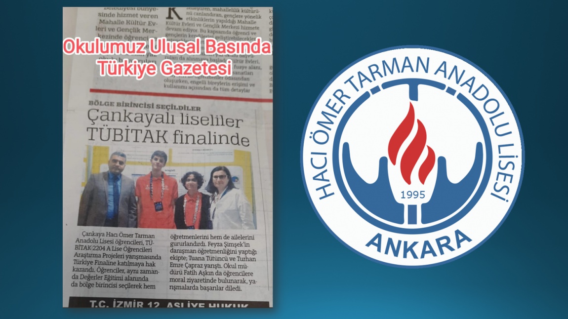 Okulumuz Ulusal Basında Türkiye Gazetesi